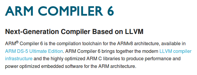   ARM Compiler 6  LLVM